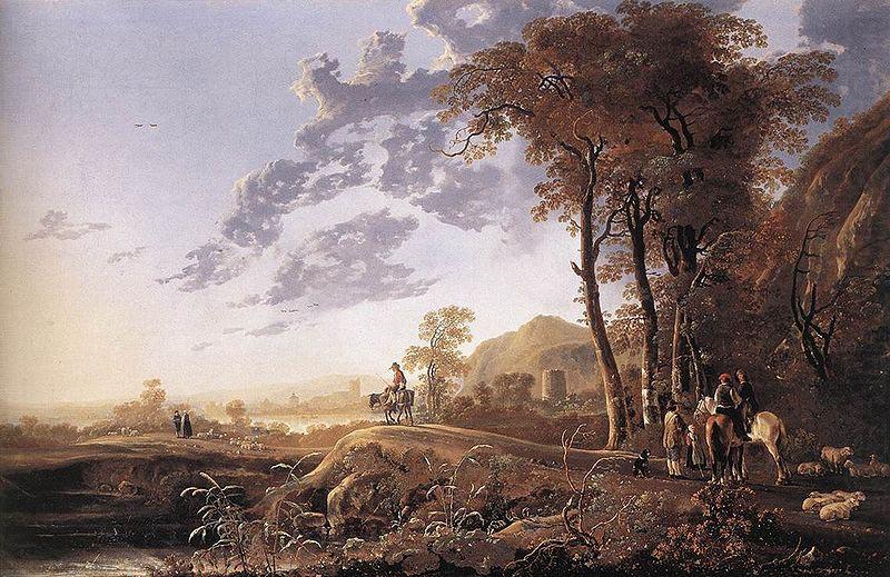 Evening Landscape with Horsemen and Shepherds, Aelbert Cuyp